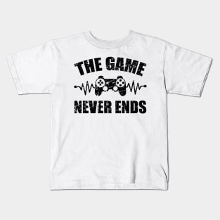 game never ends heartbeat controller gamer quote gaming Kids T-Shirt